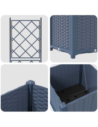 Градинска саксия с решетка Сив 40 x 40 x 143 см ПП