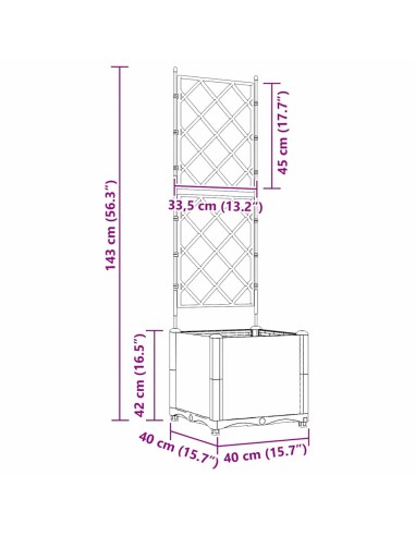 Градинска саксия с решетка Сив 40 x 40 x 143 см ПП