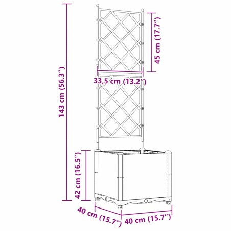 Градинска саксия с решетка Сив 40 x 40 x 143 см ПП