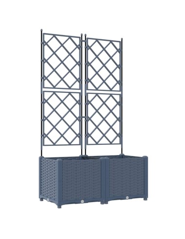 Градинска саксия с решетка 2 pcs Сив 80 x 40 x 143 см ПП