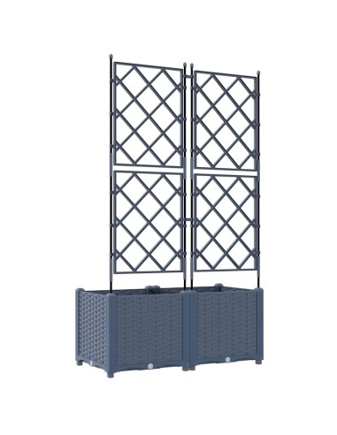 Градинска саксия с решетка 2 pcs Сив 80 x 40 x 143 см ПП