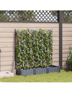 Градинска саксия с решетка 3 pcs Сив 120 x 40 x 125.5 см ПП