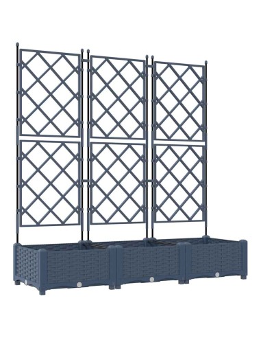 Градинска саксия с решетка 3 pcs Сив 120 x 40 x 125.5 см ПП