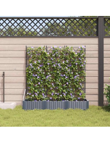 Градинска саксия с решетка 3 pcs Сив 120 x 40 x 125.5 см ПП