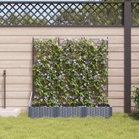 Градинска саксия с решетка 3 pcs Сив 120 x 40 x 125.5 см ПП