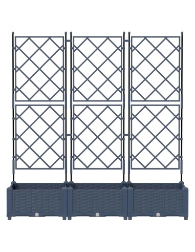 Градинска саксия с решетка 3 pcs Сив 120 x 40 x 125.5 см ПП