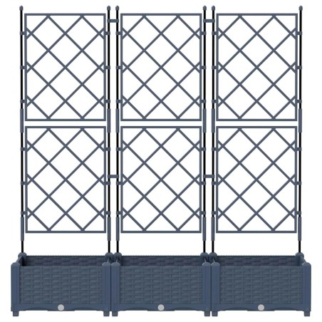 Градинска саксия с решетка 3 pcs Сив 120 x 40 x 125.5 см ПП