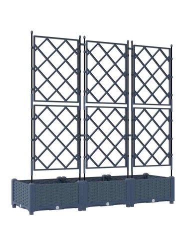 Градинска саксия с решетка 3 pcs Сив 120 x 40 x 125.5 см ПП