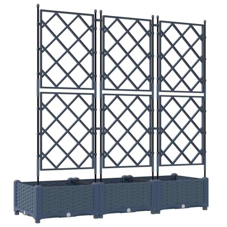 Градинска саксия с решетка 3 pcs Сив 120 x 40 x 125.5 см ПП