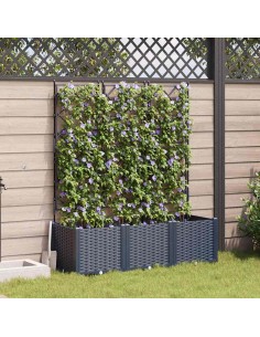 Градинска саксия с решетка 3 pcs Сив 120 x 40 x 143 см ПП
