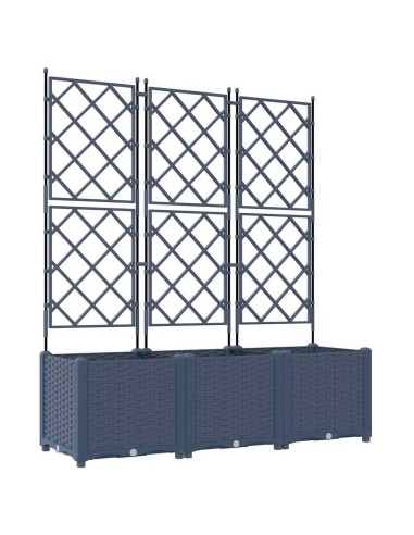 Градинска саксия с решетка 3 pcs Сив 120 x 40 x 143 см ПП