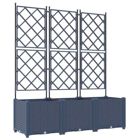 Градинска саксия с решетка 3 pcs Сив 120 x 40 x 143 см ПП