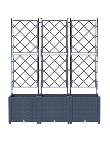 Градинска саксия с решетка 3 pcs Сив 120 x 40 x 143 см ПП