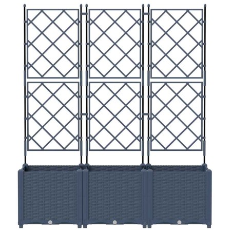 Градинска саксия с решетка 3 pcs Сив 120 x 40 x 143 см ПП