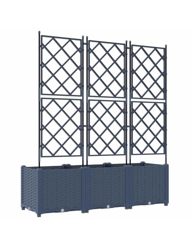 Градинска саксия с решетка 3 pcs Сив 120 x 40 x 143 см ПП