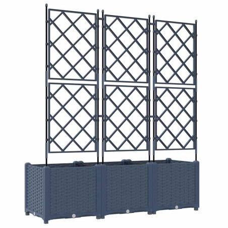 Градинска саксия с решетка 3 pcs Сив 120 x 40 x 143 см ПП