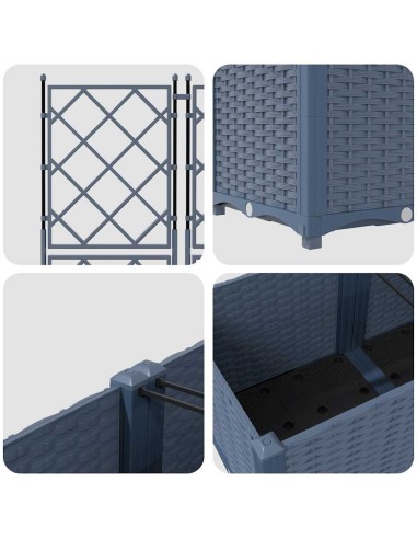 Градинска саксия с решетка 3 pcs Сив 120 x 40 x 143 см ПП