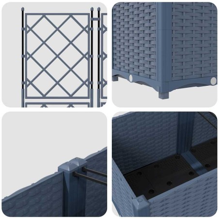 Градинска саксия с решетка 3 pcs Сив 120 x 40 x 143 см ПП