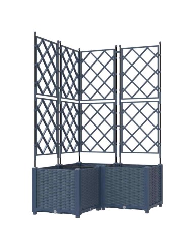 Градинска саксия с решетка 3 pcs Сив 80 x 80 x 143 см ПП