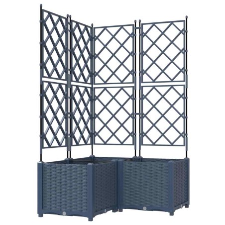 Градинска саксия с решетка 3 pcs Сив 80 x 80 x 143 см ПП