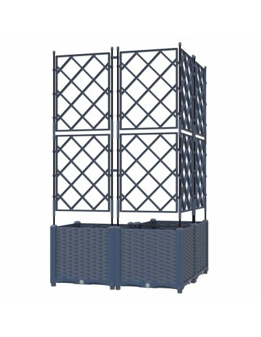 Градинска саксия с решетка 3 pcs Сив 80 x 80 x 143 см ПП