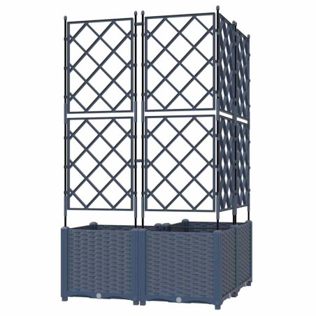 Градинска саксия с решетка 3 pcs Сив 80 x 80 x 143 см ПП