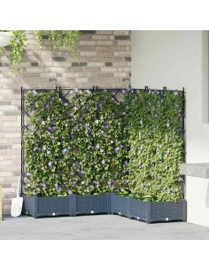 Градинска саксия с решетка 5 pcs Сив 120 x 120 x 125.5 см ПП