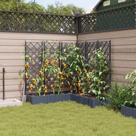 Градинска саксия с решетка 5 pcs Сив 120 x 120 x 125.5 см ПП