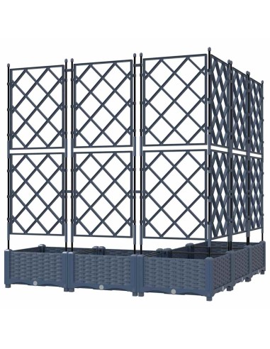Градинска саксия с решетка 5 pcs Сив 120 x 120 x 125.5 см ПП