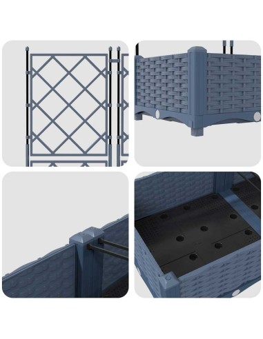Градинска саксия с решетка 5 pcs Сив 120 x 120 x 125.5 см ПП
