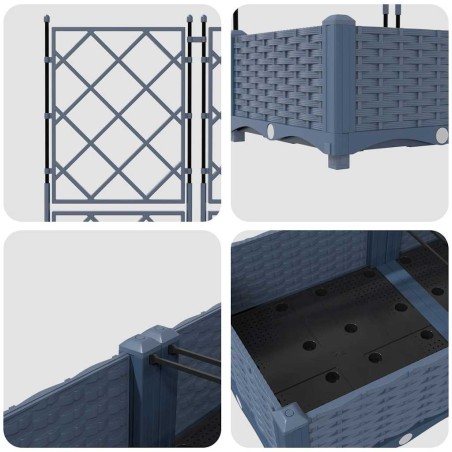 Градинска саксия с решетка 5 pcs Сив 120 x 120 x 125.5 см ПП