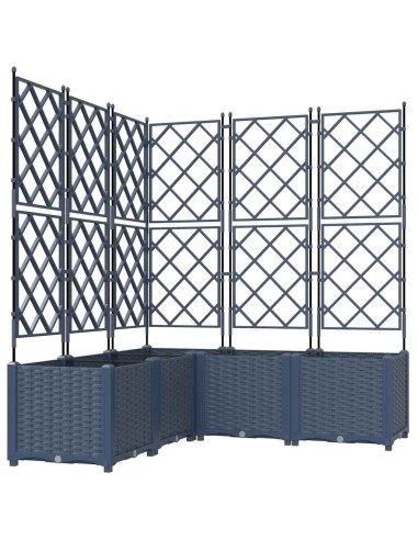 Градинска саксия с решетка 5 pcs Сив 120 x 120 x 143 см ПП
