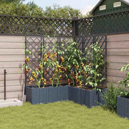 Градинска саксия с решетка 5 pcs Сив 120 x 120 x 143 см ПП