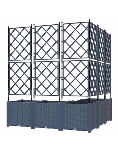 Градинска саксия с решетка 5 pcs Сив 120 x 120 x 143 см ПП