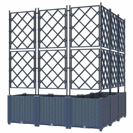 Градинска саксия с решетка 5 pcs Сив 120 x 120 x 143 см ПП