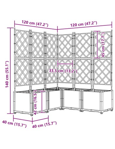 Градинска саксия с решетка 5 pcs Сив 120 x 120 x 143 см ПП