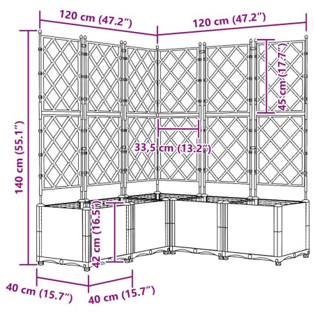 Градинска саксия с решетка 5 pcs Сив 120 x 120 x 143 см ПП