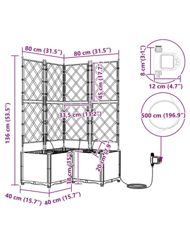 Градински саксии Сив 80 x 80 x 142 см Стомана