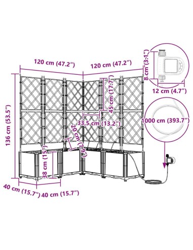 Градински саксии Сив 120 x 120 x 142 см Стомана