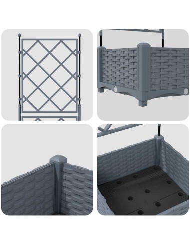 Градинска саксия с решетка Светлосиво 40 x 40 x 125.5 см ПП