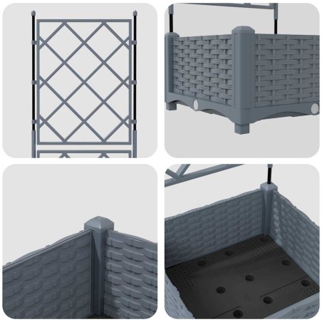 Градинска саксия с решетка Светлосиво 40 x 40 x 125.5 см ПП