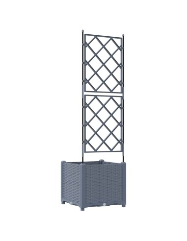 Градинска саксия с решетка Светлосиво 40 x 40 x 143 см ПП