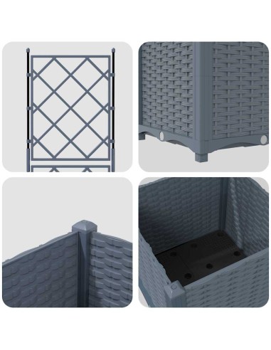 Градинска саксия с решетка Светлосиво 40 x 40 x 143 см ПП