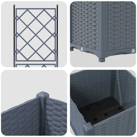 Градинска саксия с решетка Светлосиво 40 x 40 x 143 см ПП
