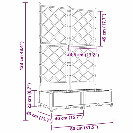 Градинска саксия с решетка Светлосиво 80 x 40 x 125.5 см ПП