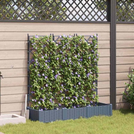 Градинска саксия с решетка 3 pcs Светлосиво 120 x 40 x 125.5 см