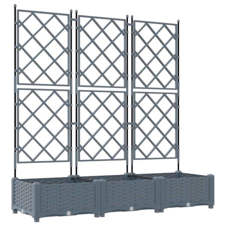 Градинска саксия с решетка 3 pcs Светлосиво 120 x 40 x 125.5 см