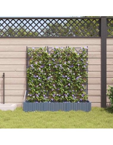 Градинска саксия с решетка 3 pcs Светлосиво 120 x 40 x 125.5 см