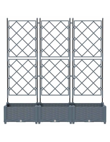 Градинска саксия с решетка 3 pcs Светлосиво 120 x 40 x 125.5 см