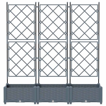 Градинска саксия с решетка 3 pcs Светлосиво 120 x 40 x 125.5 см